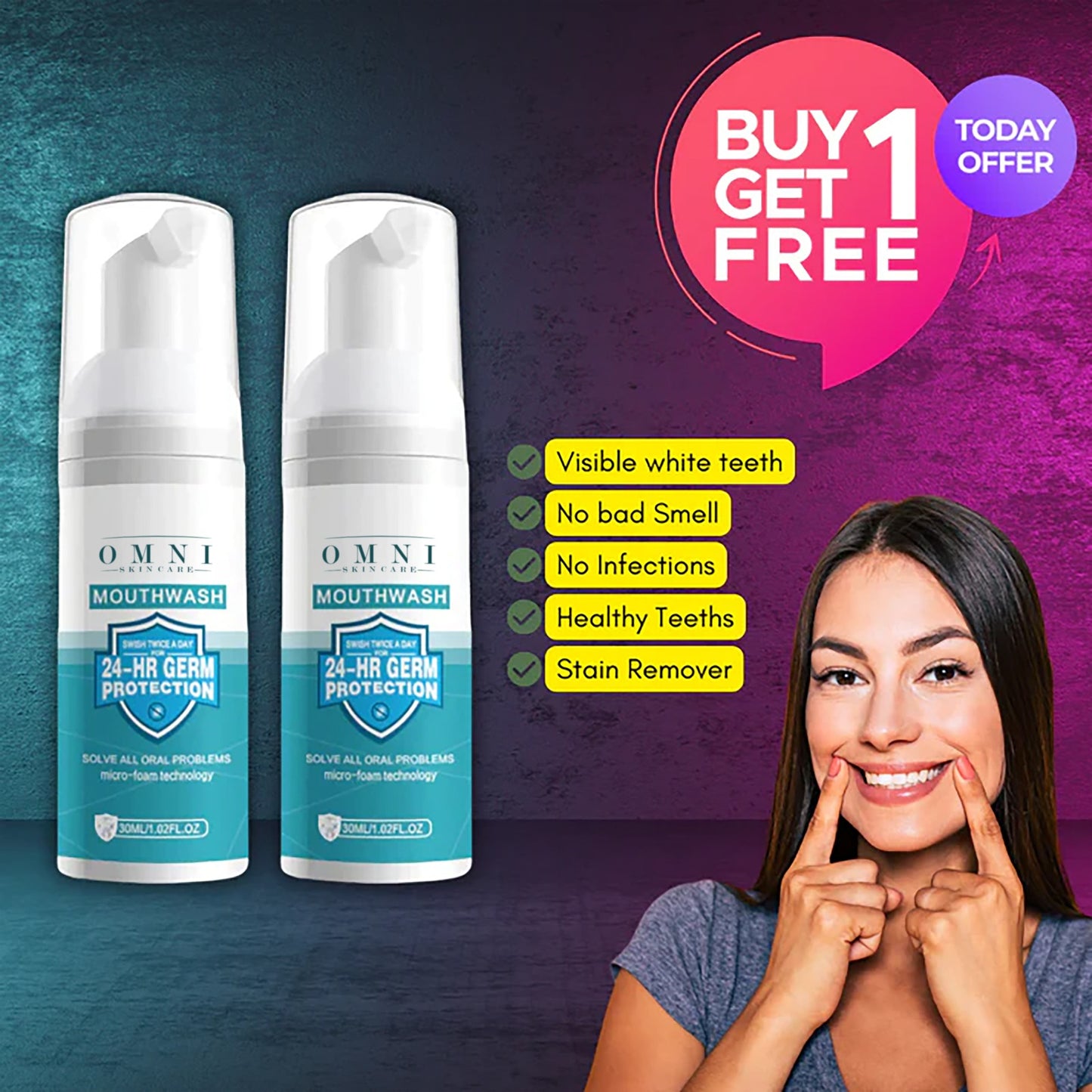 OmniSkin™ Teeth Whitening Foam Mouthwash -BUY 1 GET 1 FREE